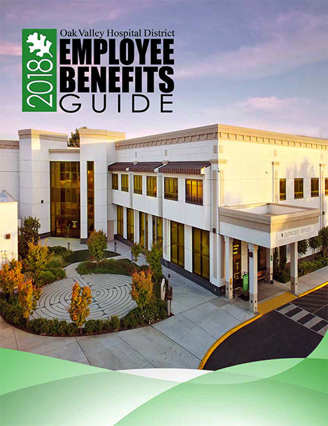 2018 Employee Benefits guide with image of campus building