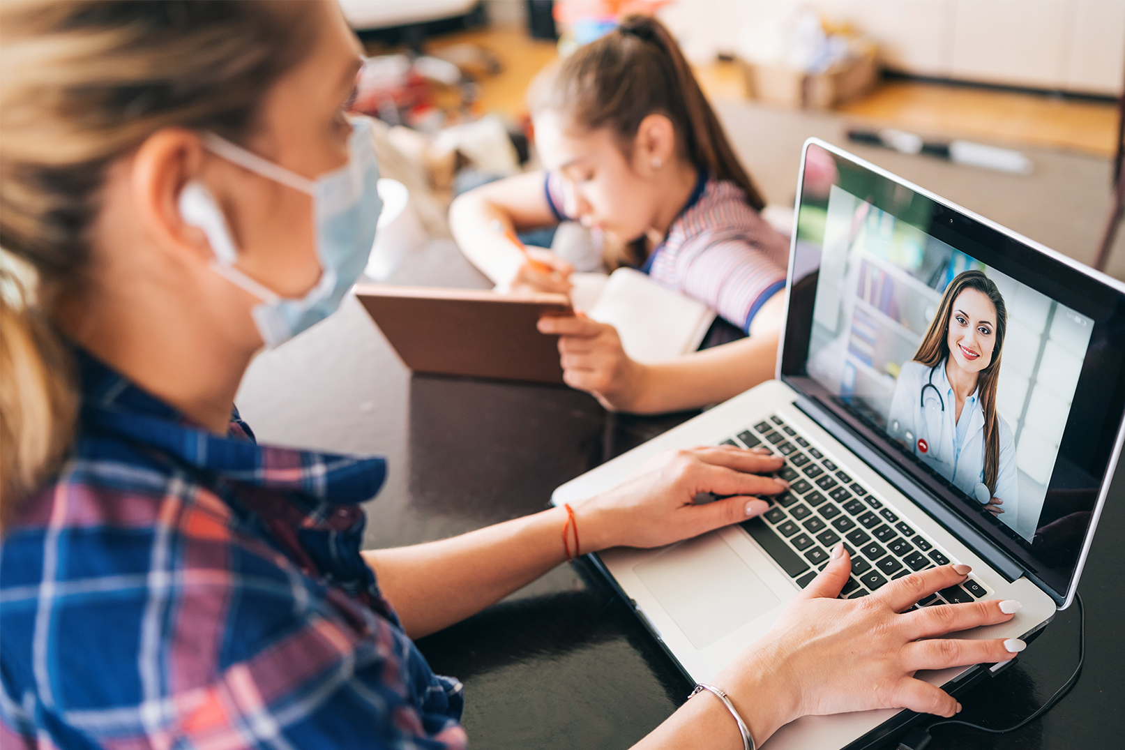 woman on a video call on laptop